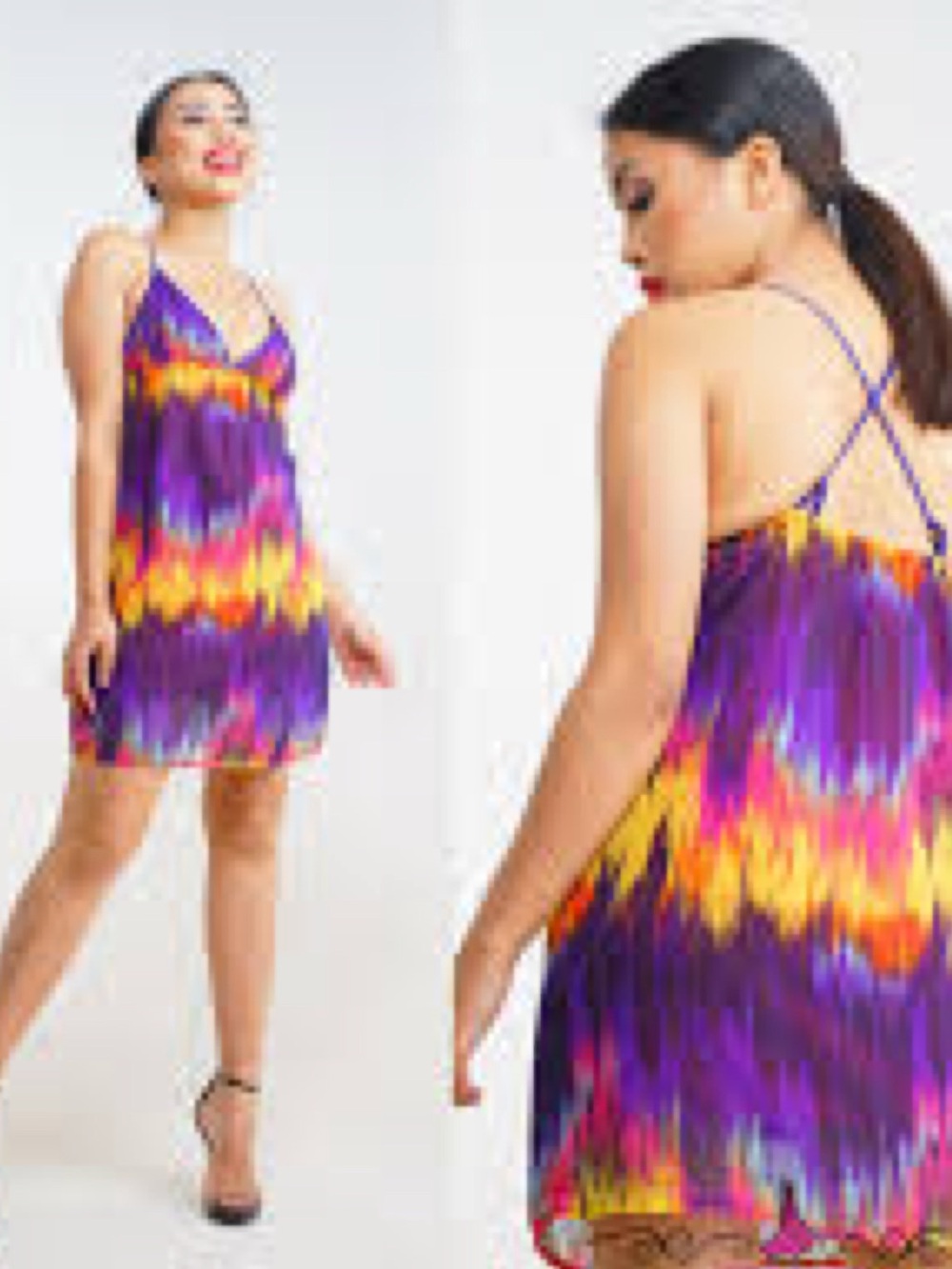 Kirra Ikat Print Mini Dress XL Criss Cross Back Beach Cover Up Boho EUC